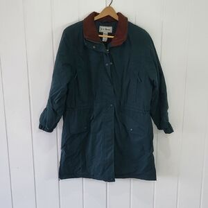 L.L. Bean Women's Green Jacket with Brown Collar